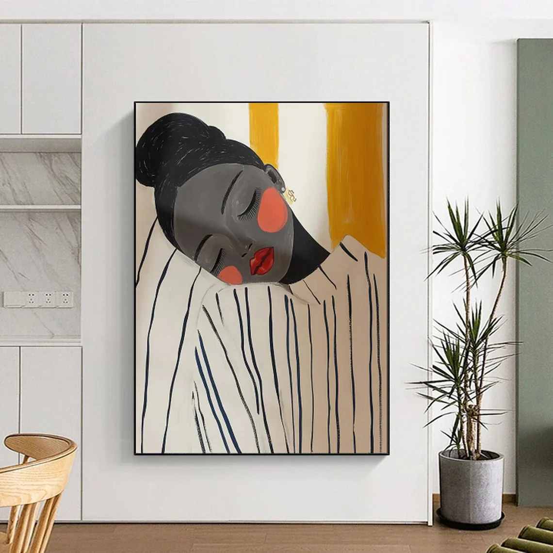 Figure Yellow Abstract oversized wall art for boutique hotel